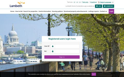 Login | Lambeth - Home Connections