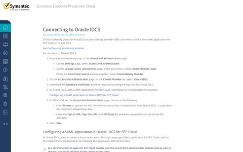 Connecting to Oracle IDCS - Symantec Help Center - Broadcom