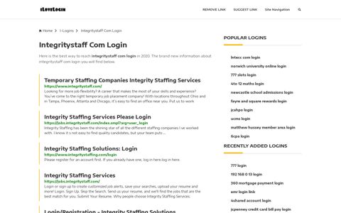Integritystaff Com Login ❤️ One Click Access - iLoveLogin
