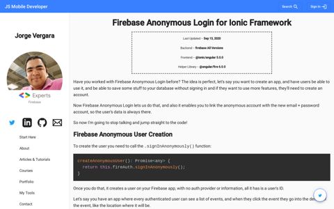 Firebase Anonymous Login for Ionic Framework - Jorge Vergara