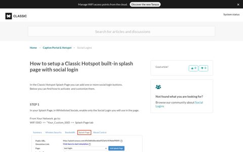 How to setup a Classic Hotspot built-in splash page with ...