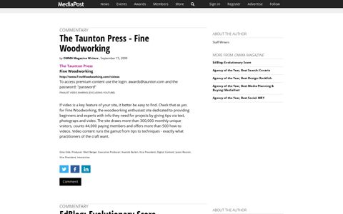 The Taunton Press - Fine Woodworking - MediaPost