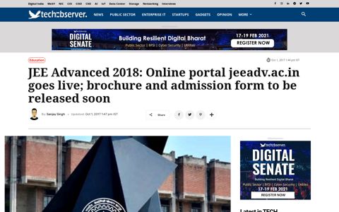 JEE Advanced 2018: Online portal jeeadv.ac.in goes live ...