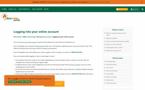 Logging into your online account - Green Network Energy UK