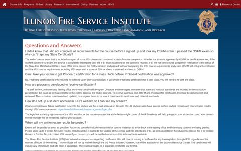 Questions and Answers - Illinois Fire Service Institute