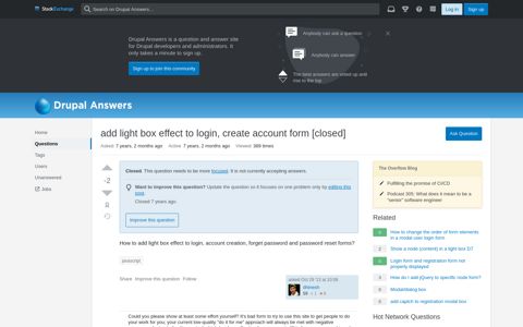 add light box effect to login, create account form - Drupal ...