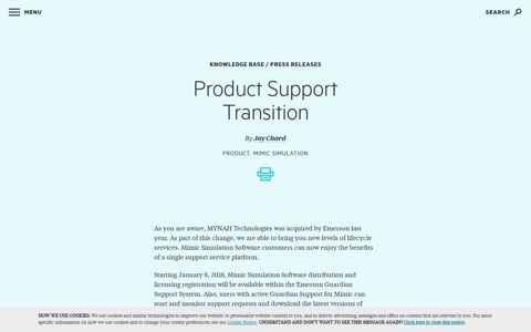 Product Support Transition | MYNAH Technologies, LLC