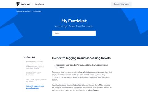 Help with logging in and accessing tickets - Festicket Support
