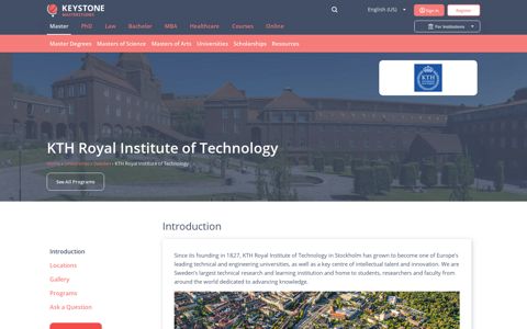 KTH Royal Institute of Technology in Sweden - Master Degrees