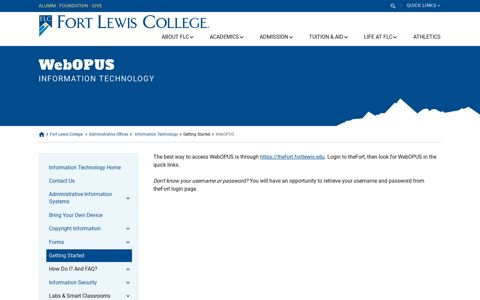 WebOPUS | Information Technology | Fort Lewis College