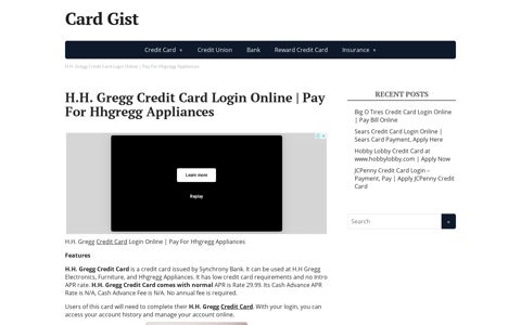 H.H. Gregg Credit Card Login Online | Pay For Hhgregg ...