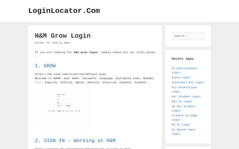 H&M Grow Login - LoginLocator.Com