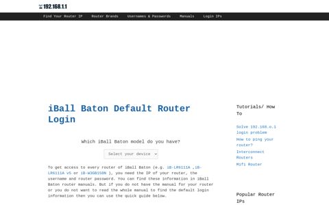 iBall Baton routers - Login IPs and default usernames ...