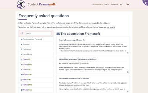 Frequently asked questions - Contact Framasoft