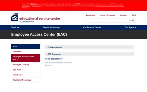 Employee Access Center (EAC) - ESC of Central Ohio