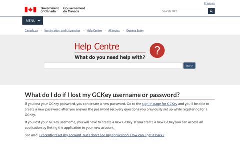 What do I do if I lost my GCKey username or password?
