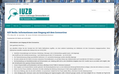 KZV Berlin: Informationen zum Umgang mit dem Coronavirus ...
