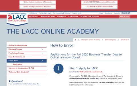 Online Degrees - How To Enroll - Los Angeles City College
