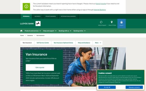 Van Insurance Quotes Online | Insurance | Lloyds Bank