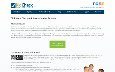 Children's Check-In Information for Parents - KidCheck
