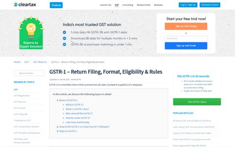 GSTR-1 - What is GSTR-1 & How to file GSTR-1 for Outward ...