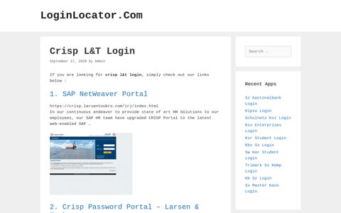 Crisp L&T Login - LoginLocator.Com