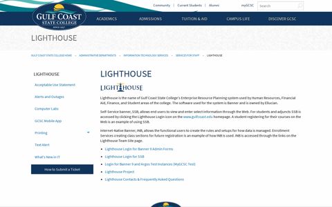 Lighthouse Information - Gulf Coast State College