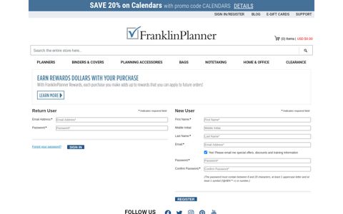 Franklin Planner > Shopping > Log In