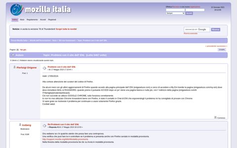 Problemi con il sito dell' ENI. - Forum Mozilla Italia