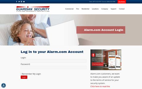 Alarm.com Login - Guardian Security Systems