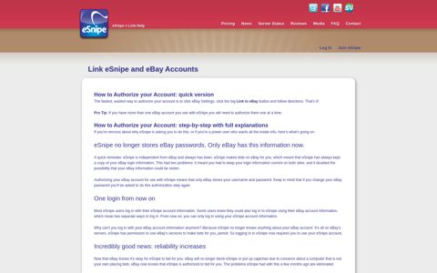 Link eSnipe and eBay Accounts