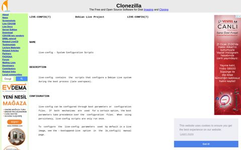 Debian Live Config Parameters - Clonezilla