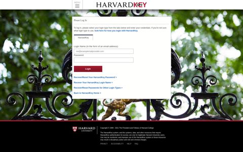 HarvardKey - Login - Harvard University