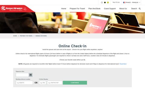 Online Check In - Kenya Airways