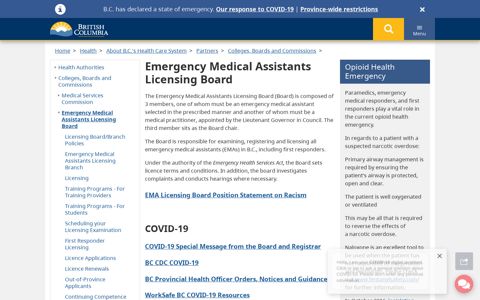 Emergency Medical Assistants Licensing Board - Province of ...
