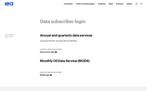 Data subscriber login - IEA