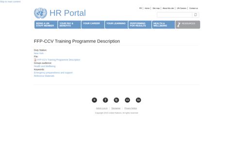 FFP-CCV Training Programme Description | HR Portal