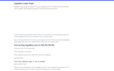 HypeBux Login Page - Problems? HypeBux.com to 160.153 ...