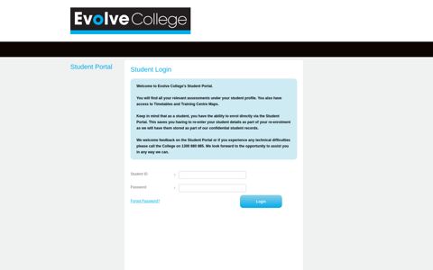 Login to Student Portal - Evolve College
