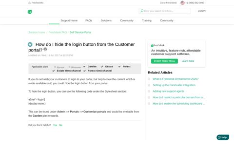 How do I hide the login button from the Customer portal ...