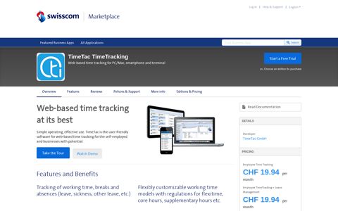 TimeTac TimeTracking by TimeTac GmbH | Swisscom ...