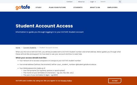 Student Account Access | GOTAFE
