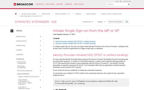 Initiate Single Sign-on from the IdP or SP - Broadcom TechDocs