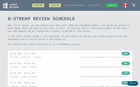 n-stream review schedule - Hurst Review NCLEX Review ...