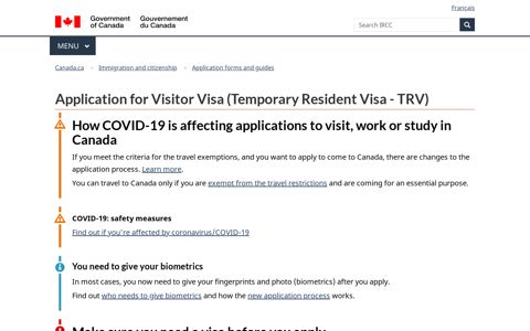 Application for Visitor Visa (Temporary Resident Visa - TRV)