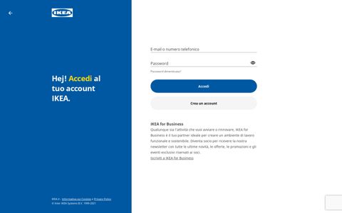 Profilo utente - Login IKEA for Business