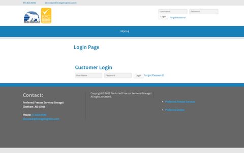 Preferred Freezer Services (lineage) - Login Page