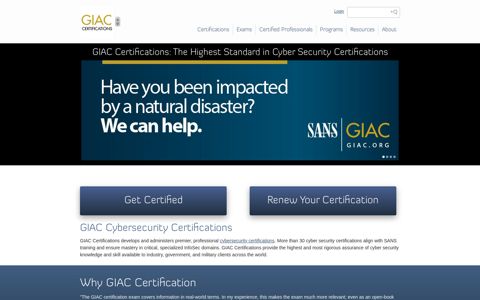 GIAC Certifications: Cyber Security Certifications