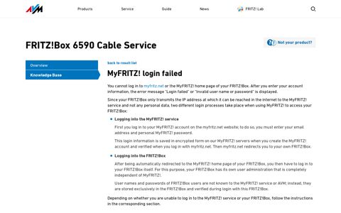MyFRITZ! login failed | FRITZ!Box 6590 Cable | AVM International