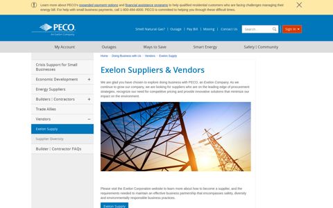 Exelon Suppliers & Vendors | PECO - An Exelon Company
